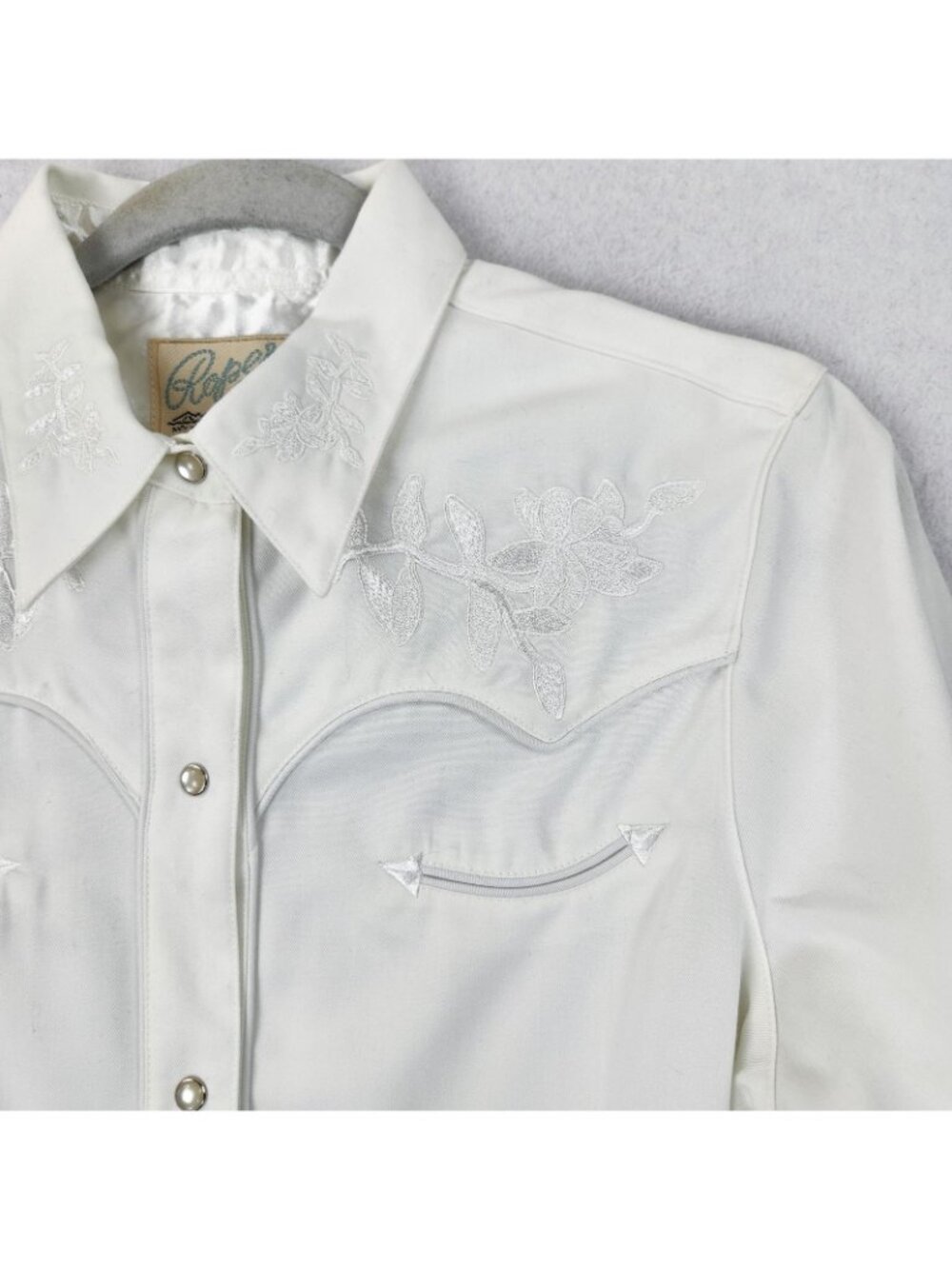 Roper Shirt Womens Medium White Western Snap Front Embroidered Long Sleeve NEW - Picture 2 of 13